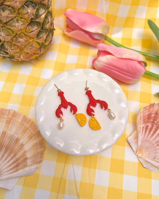 Lobster for dinner earrings