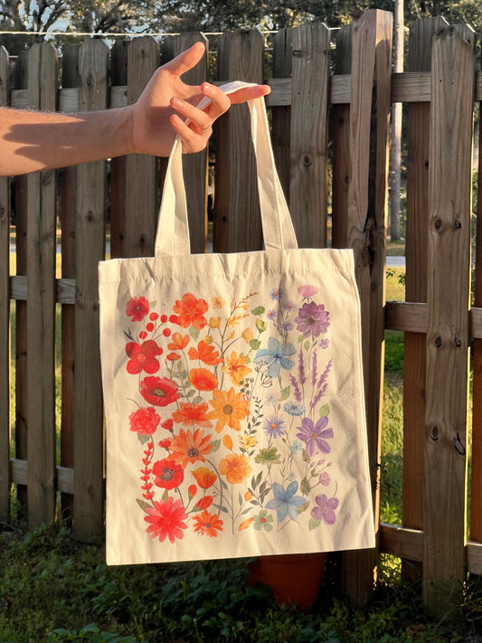 Colorful flowers tote bag