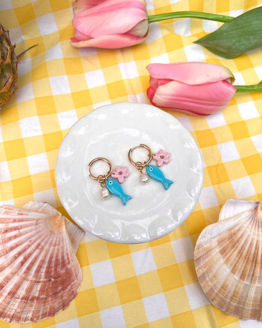 Fishing bait charm earrings