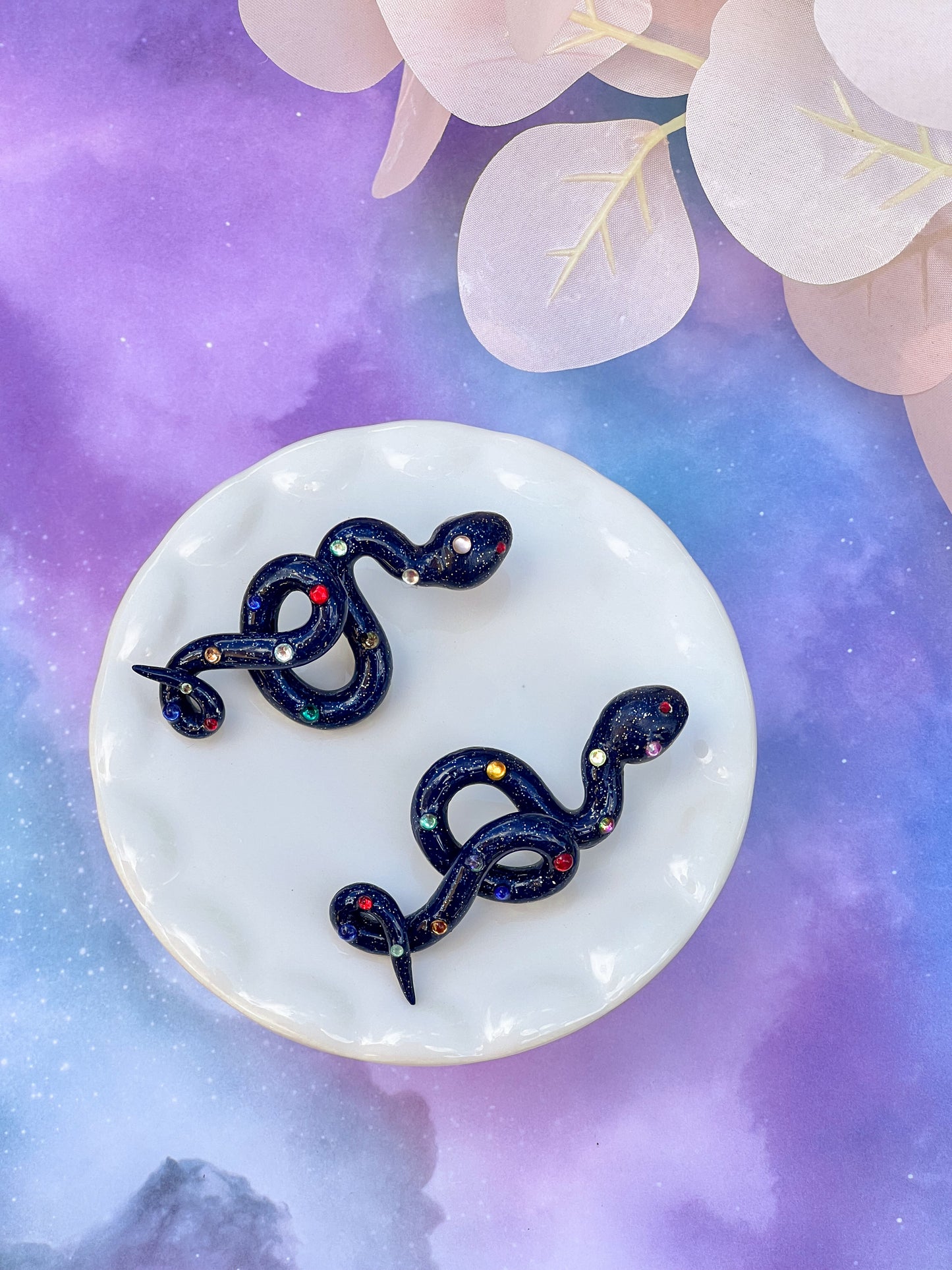 Snake space earrings