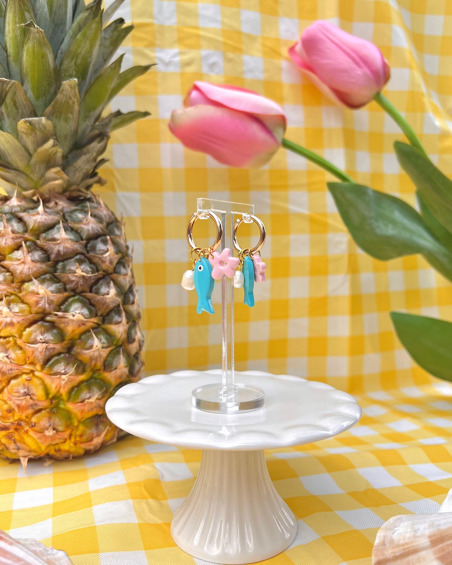 Fishing bait charm earrings