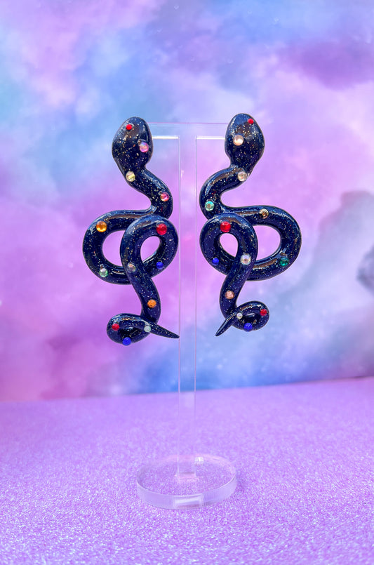 Snake space earrings