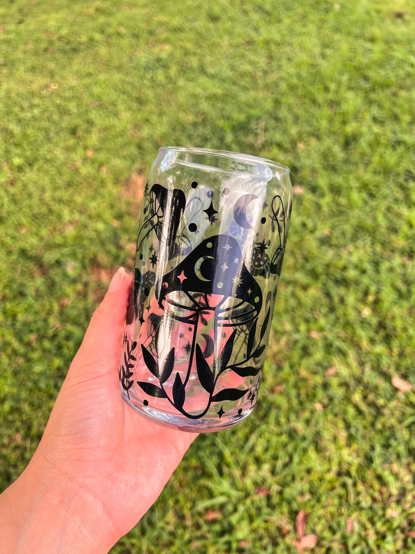 Mushroom cottage glass cup