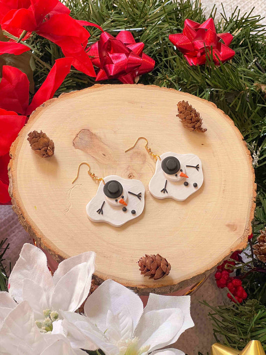 Global warming snowman earrings